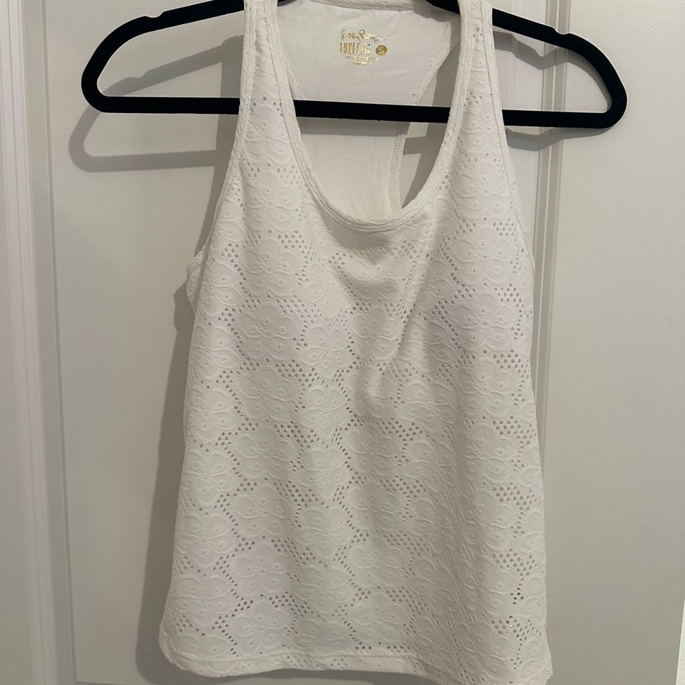 Lilly Pulitzer UPF 50 Luxletic Asana Bra Tank Top White Size Small